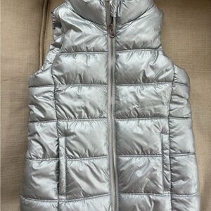 Old Navy Metallic Silver Quilted Puffer Vest for Kids